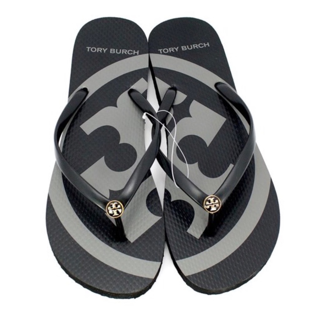 TORY BURCH Emory Flip Flops BLACK/GRAY